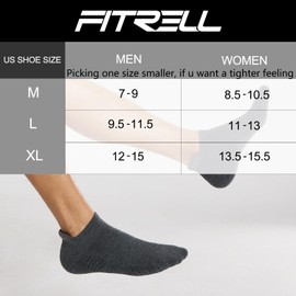 FITRELL 6 Pack Men's Athletic Running Ankle Socks Cushioned Wicking Anti-Blister Breathable Low Cut Tab Sport Socks, Dark Grey, X-Large