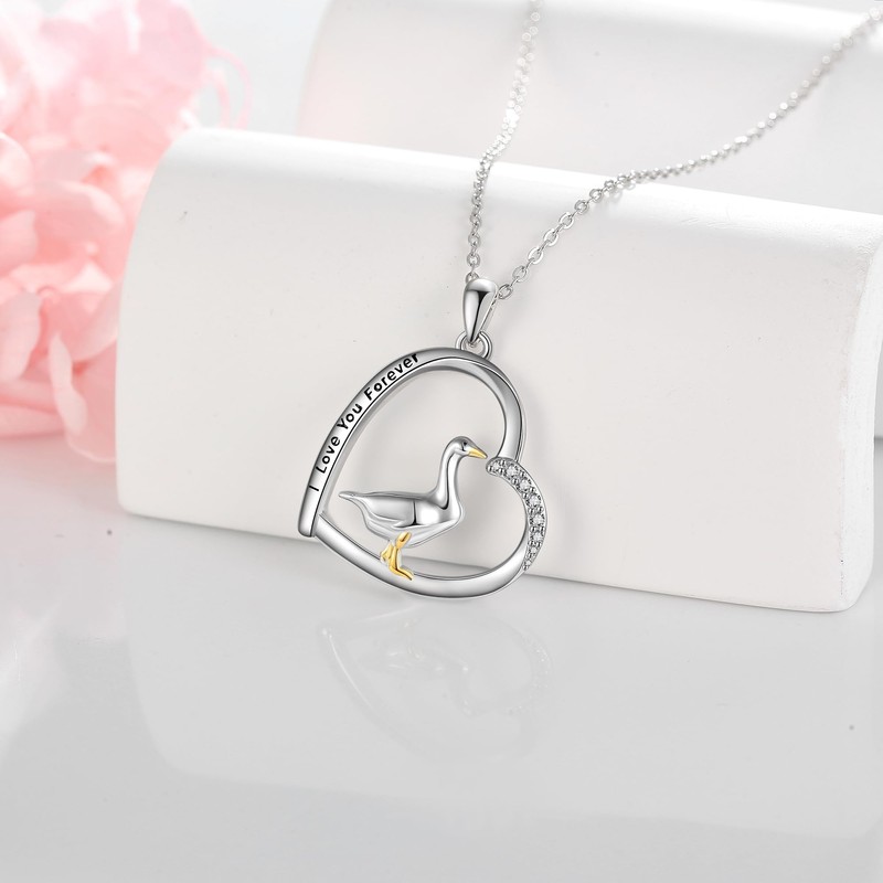MONGAS Goose Necklace Sterling Silver Goose Pendant Goose Jewelry Gifts