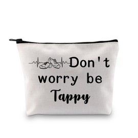 VAMSII Don’t Worry be Tappy Funny Tap Dancer Gift Tap Dancing Accessory Pouch Tap Dancing Teacher Bag, tap dancer cosmetic bag, Portable