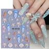 2 Sheets Summer Nail Stickers for Nail Art Embossed Jellyfish