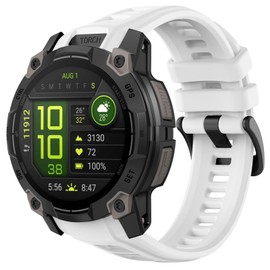 Astorgos 22mm Rubber Sport Replacement Strap Compatible with Garmin Instinct 3 Solar 45mm/Instinct 3 Amoled 45mm, Waterproof Watch Band Breathable Lightweight Strap Wristband, White