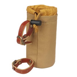 Tourbon Canvas and Leather Bicycle Water Bottle Cup Holder Wine Carrier (Khaki)