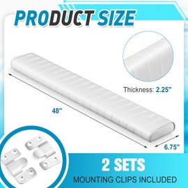 BBTO 1 Pcs 6.75 x 48 x 2.25 Inch Width Boat Bolster Cushions PU Boat Coaming Bolster Pad with Stainless Steel Mounting Clips Leaning Post Backrest for Rest During Long Voyages and Fishing