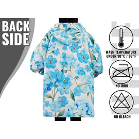 Huglanket Forget Me Not Gifts, Gifts for Forget Me Not Lovers, Wearable Blanket Hoodie for Adults, Oversized Wearing Blanket, One Size Fits All - Forget Me Not Pattern