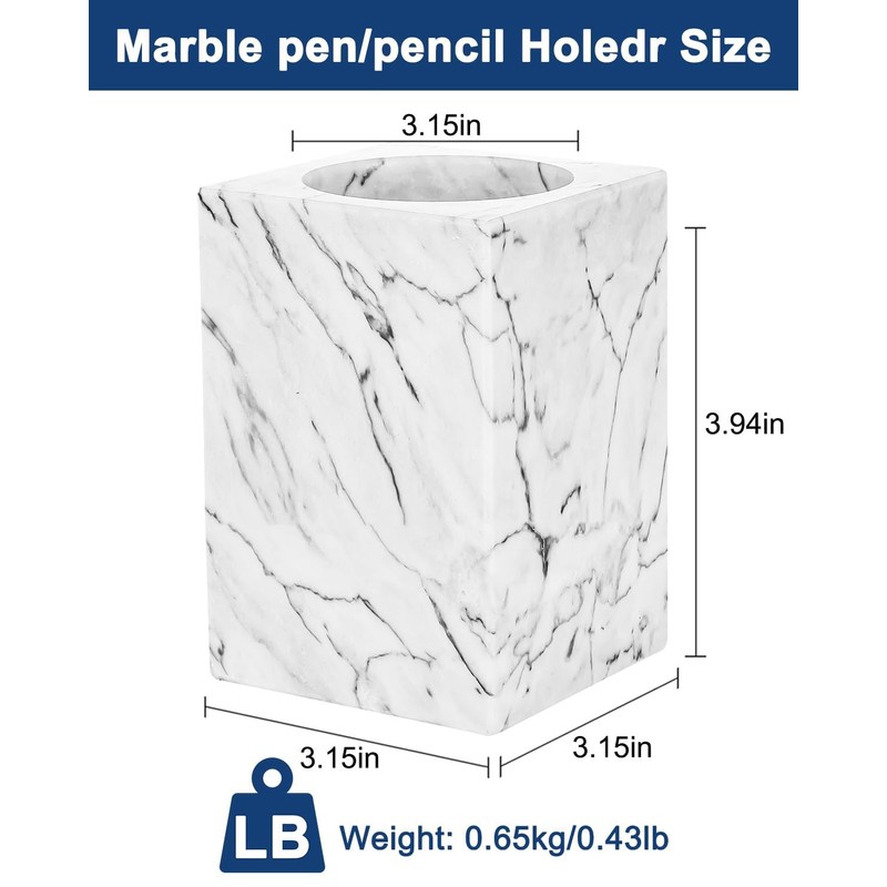 CABALAY Marble Pencil Pen Holder for Desk, Multi-Functional Pen Cup