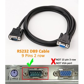 DTECH DB9 RS232 Serial Cable Null Modem Male to Female Cord Full Handshaking 7 Wire Crossover for Data Communication Computer Switch Router (1.5 Feet, Black)