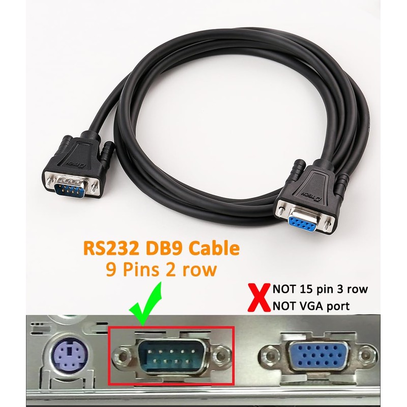 DTECH DB9 RS232 Serial Cable Null Modem Male to Female