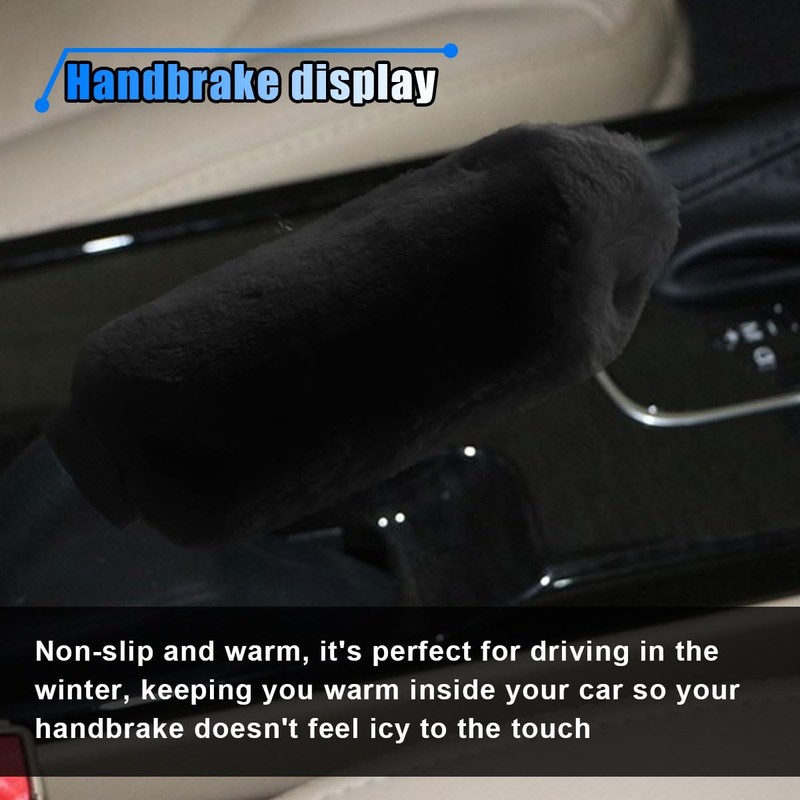 2PCS Plush Car Gear Shift Knob Cover & Handbrake Cover,