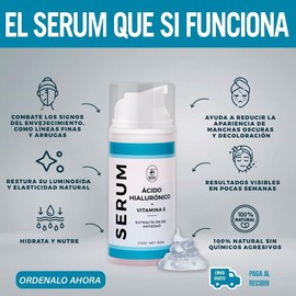 Serum Ácido Hialurónico + Vitamina E 2 Piezas | Avena y Provitamina B5 | Hidratación Profunda, Líneas Finas y Elasticidad | Suero Facial Diario para Mayores de 15 años