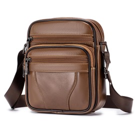 SPAHER Men's Leather Shoulder Bag Waterproof Men's Bags Leather Bag Handbag for Men Small Crossbody Bag for Work Vintage Messenger Bag for Everyday Life, A brown, vintage