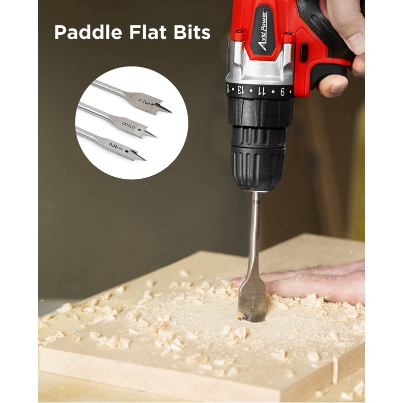 AVID POWER Drill Bit Set, Titanium Twist Brad Point Driver