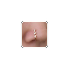 Inilbran Punk Crystal Square Nose Ring Gold Geometric Nose Cuff Hoop Ring Vintage Square Fake Nose Ring Non Pierced Nose Ring Gothic Clip On Nose Ring Jewelry for Women and Girls