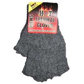 Mens Fingerless Thermal Gloves One Size Fits All Mixed Colours (Charcoal)