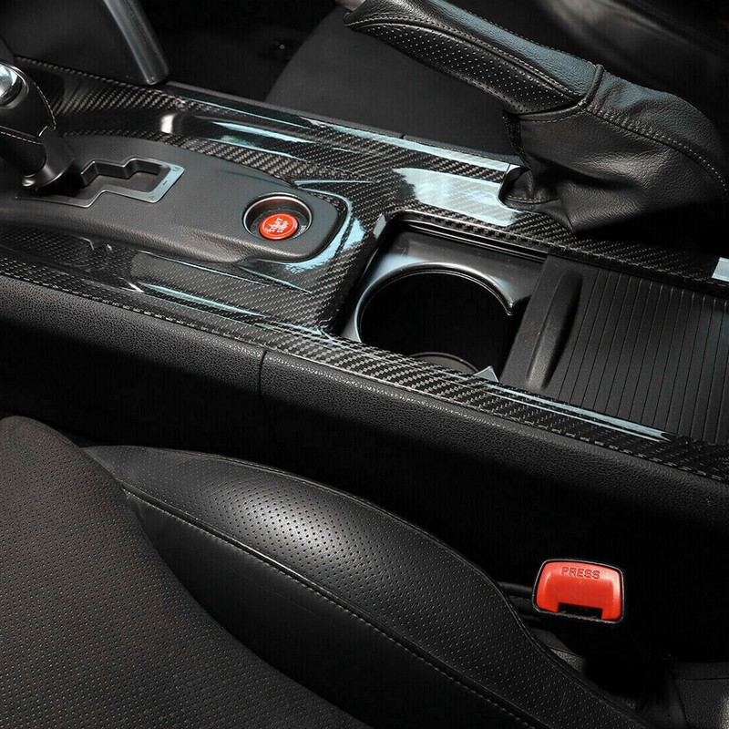 Carbon Fiber Center Console Gear Shift Cup Holder Panel Cover