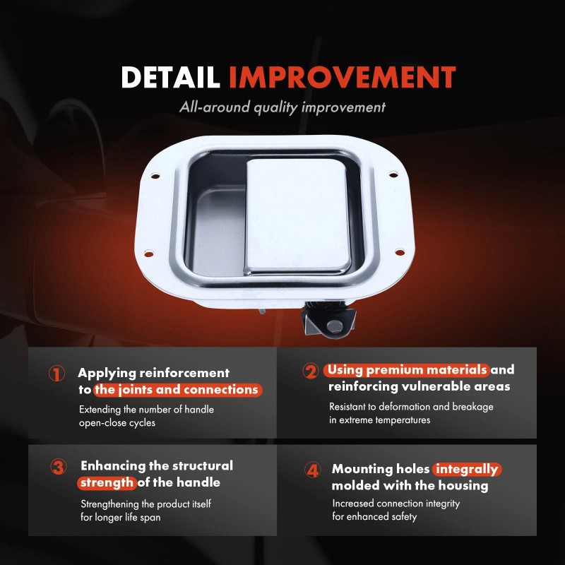 Driver Side Chrome Interior Door Handle for Peterbilt 330 1995-2005