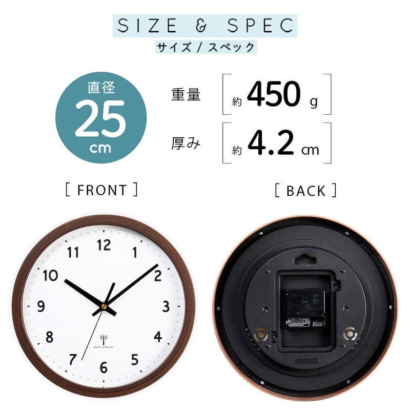 IRIS PLAZA Wall Clock Radio Controlled Clock Natural Diameter 25