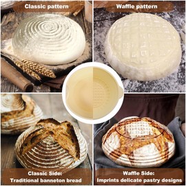 JibLumK Banneton Bread Proofing Basket - Banneton Basket Set, Sourdough Proofing Basket, Silicone Proofing Bowls,Sourdough Bread Baking Supplies.Round 10" & Oval 10" & Round 5" Gift Set of 3 (Green)