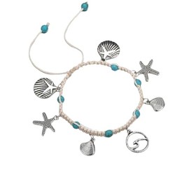 Artmiss Boho Starfish Anklet Shell Ankle Bracelet Foot Jewelry with Turquoise for Women