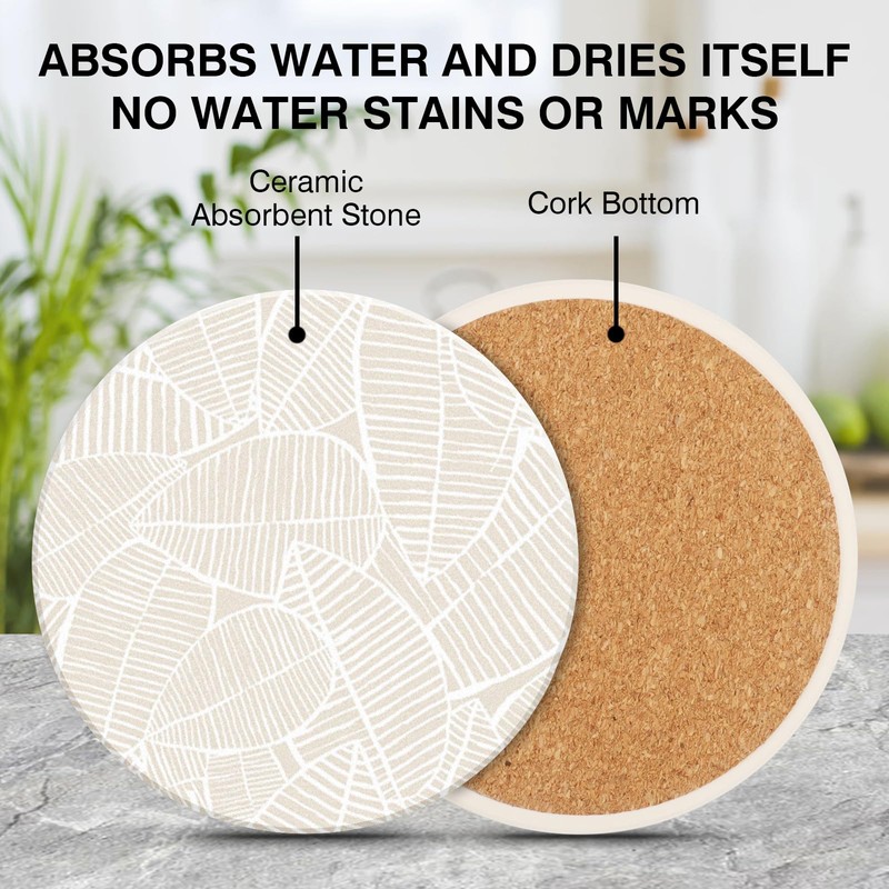 Marble Stylish Drink Coasters Set of 2 with Cork Backing,Coffee