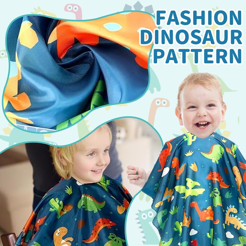 Katyjun Children's Hairdressing Cape, Dinosaur Cutting Cape, Hairdresser, Green