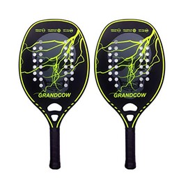 Beach Tennis Paddle Racket Racquet Carbon Frame with Soft EVA core New Model (2PCS Green-L)