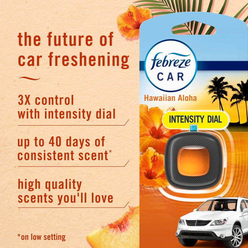 Febreze Car Odor-Fighting Air Freshener Vent Clip, Hawaiian Aloha, 1