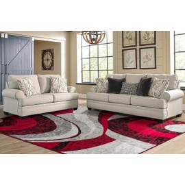 Yafa Home Fashion Modern Contemporary Swirls Design Area Rug, Luxurious, Elegant, and Fashionable Area Rug (Red, 4 ft X 5 ft)