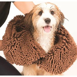 PUREPET Extra Large Dog and Cat Grooming Drying Towel Micro Fiber Shammy Chamois Type (Brown)