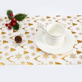 Table Runner Gold Roll 5 m x 28 cm, Table Runner Christmas Gold Glitter Tulle, Table Runner Christmas Paper, Christmas Runner Table Washable, Christmas Decoration Indoor Table Decoration American