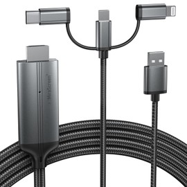 HAPPRUN 3 in 1 Phone HDMI Cable, Lighting HDMI Cable, Phone to Projector Adapter