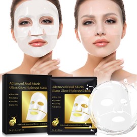 KITNOBLIS Advanced Snail Mucin Glass Glow Hydrogel Mask, Collagen Face Masks Skincare, Collagen Night Wrapping Mask, Snail Mucin Collagen Mask, Korean Facial Masks Skin Care (6 PCS)