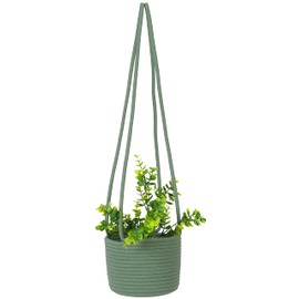 RUIZHIXUAN Hanging Planter Basket Jute Rope Woven Plant Hangers Indoor Hanging Plant Holder Up to 7" Pot Macrame Modern Storage Organizer Home Decor (Green)