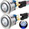 2Pcs 22mm Latching Push Button Switch 12VDC On Off Waterproof