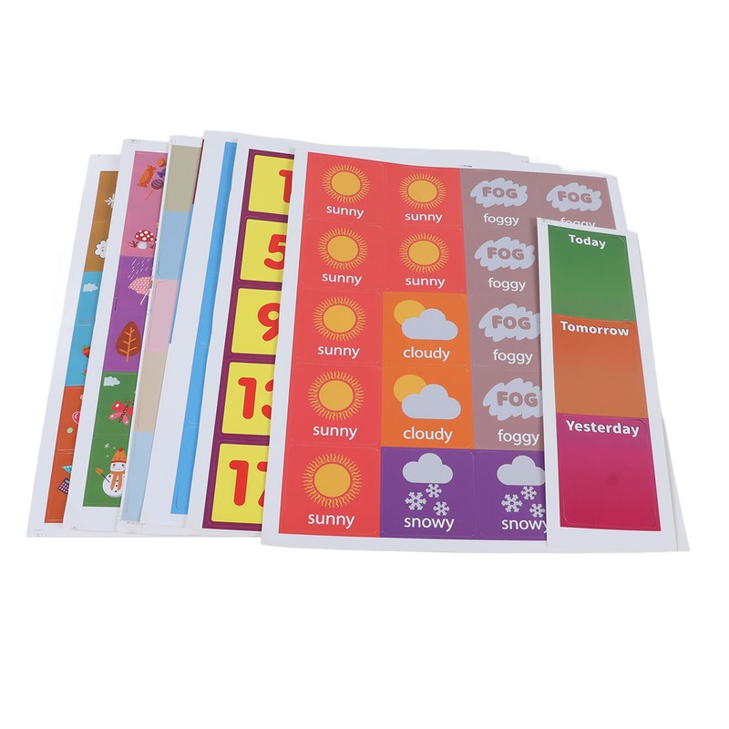 Elementary Weekly Calendar with Weather Pocket Learning Chart for Classroom