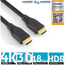 conecto Premium Certified High Speed HDMI Cable with Ethernet, Moulded Design Connector, Gold-Plated Connectors (4K UltraHD, 3D Full HD, 18Gbps Full Bandwith, HDR High Dynamic Range), 2.00 m
