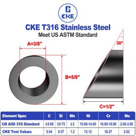 CKE 30 Pack 3/8" Black Angle Beveled Washers for Cable Railing, 30 Degree Beveled Washers for 1/8" 5/32" 3/16" Stair Deck Cable Railing Kit, T316 Stainless Steel Black Cable Railing Angle Washer,BCR17