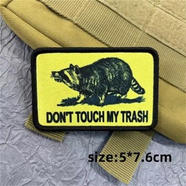 "Don't Touch My Trash" Velcro Patch Mouse Patches Velcro Print Tactical Morale Military Badge Patches for Tactical Clothing Backpack Baseball Cap Uniform