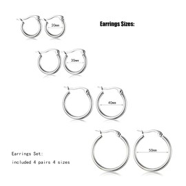 Krstudent 4 pairs Titanium Steel Gold Hoop Earrings for Women, Huggie Hypoallergenic Cartilage Piercing Earrings Set 20/30/40/50MM
