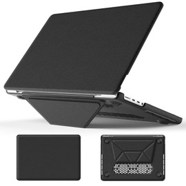 Batianda Premium PU Leather Case for New M4 MacBook Pro 16 inch 2024 2023 2021 M3 M2 M1 Pro/Max Chip Business Elegant Protective Cover with Foldable Stand, Full Protection with Anti-Slip Pads, Black