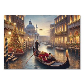 Long Bridge Publishing Italian Language Greetings Christmas Cards with envelopes, “Auguri di Buon Natale e Felice Anno Nuovo” Holiday scene in Venice (Folded cards, 5x7 inches)