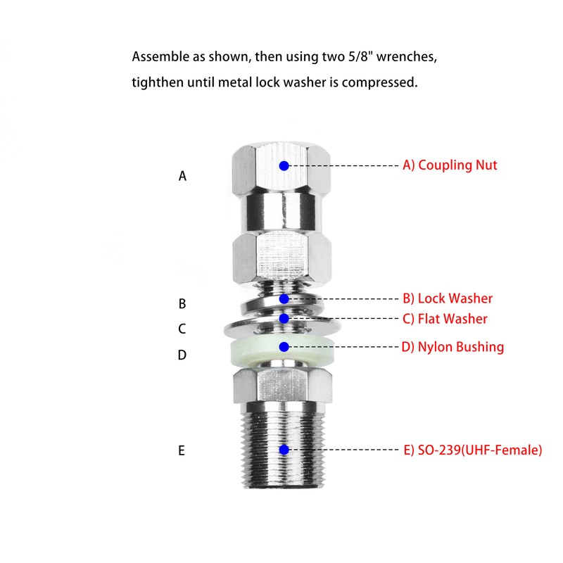 Fumei 3/8 x 24 Thread CB Antenna Sturdy Mount with