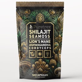 Shilajit Seamoss Capsules with Lion's Mane, Ashwagandha, and Cordyceps – 120 Vegan Capsules for Energy, Focus, and Wellness