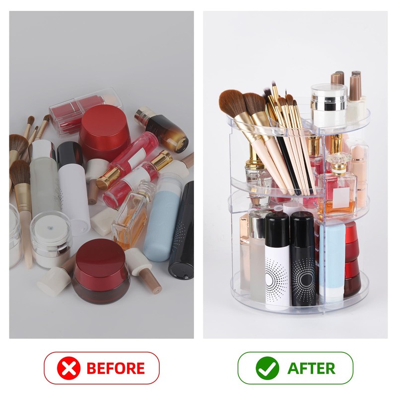 Tbestmax 2 Pack 360 Rotating Makeup Organizer Countertop - Adjustable