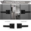 Probrico 2 Pack Square Door Lever Privacy Door Lock Handleset