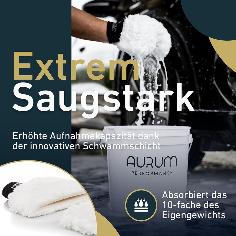 Aurum Performance Car Wash Mitt with Soft Microfibres and Large