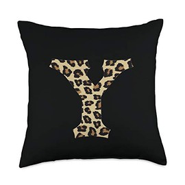 SqueakyRicardo Animal Print Leopard Cheetah Print Letter Y Initial Rustic Monogram Gift Throw Pillow, 18x18, Multicolor