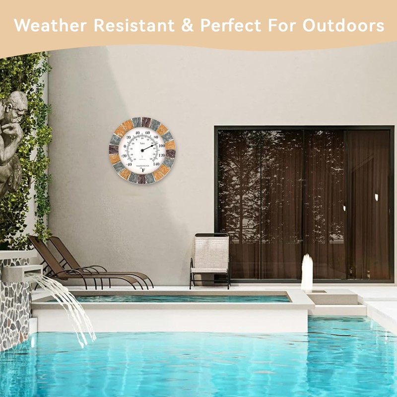 Lily's Home Indoor or Outdoor Large Hanging Wall Thermometer. 10"