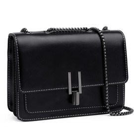 Travistar Crossbody Bag for Women Small - Trendy Leather Cross Body Shoulder Bags Chain Handbags Purse Elegant Satchel Designer Evening Cute Clutch Purses with Adjustable Strap Black