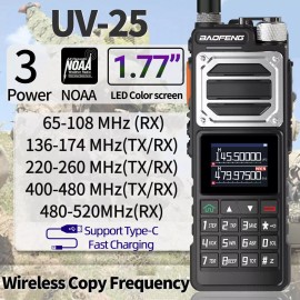 Baofeng UV25 Walkie Talkie Long Range Tri-power Two Way Radio With Value Package