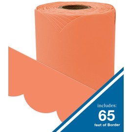 Carson Dellosa 65 Feet of Mango Orange Bulletin Board Border, Scalloped Border Trim, Spring Bulletin Board Decorations, Rolled Orange Classroom Border for Bulletin Board and Classroom Décor